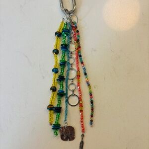 Handmade Beaded Bag Charm//Beaded Keychain